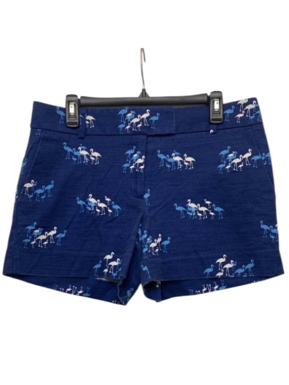 Loft, The Riviera Short, Blue with Flamingo Print, 4” Inseam, Mid Rise